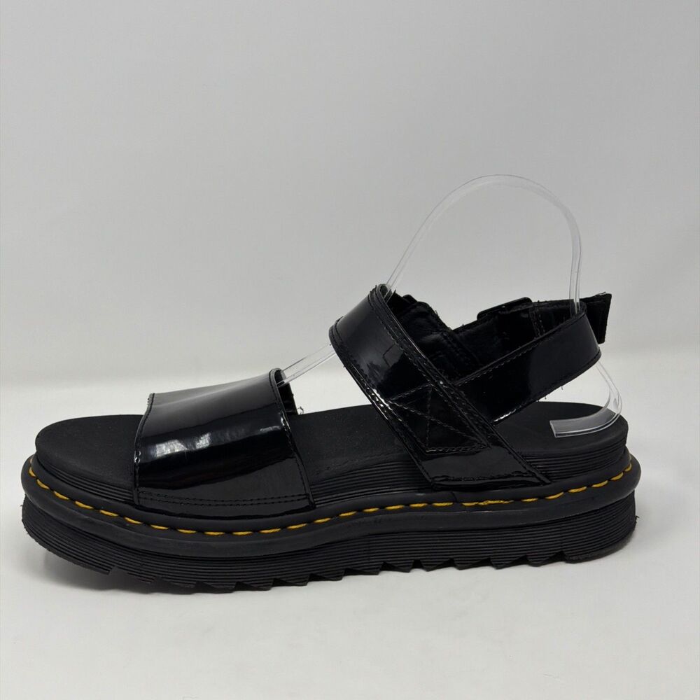 Dr Martens Voss Patent Platform Sandals Black Womens 10 Buckle - Picture 6 of 16